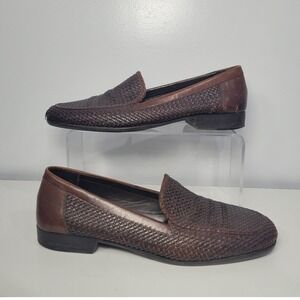 Bragano Cole Haan Mens Woven Leather Loafers Brown Made in Italy C00273 9.5 M